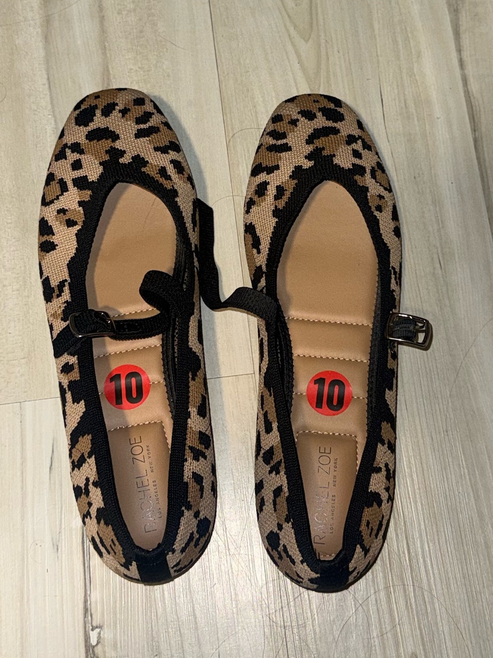 Rachel Zoe Leopard Mary Jane Flats in Tan and Black